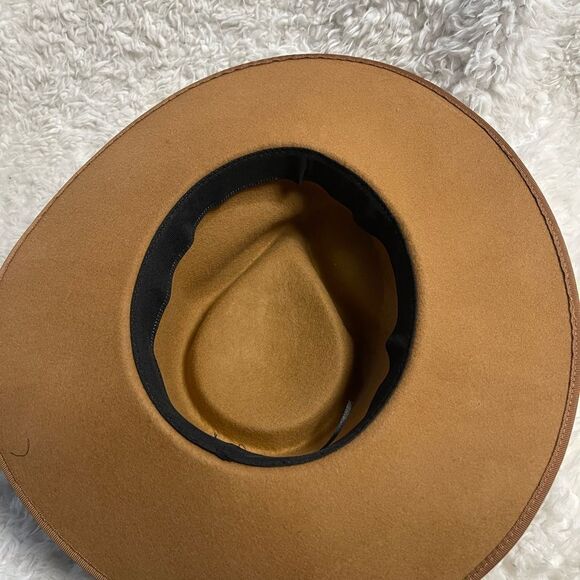 Ranchers 100% Wool Tan Felt Fedora Hat - Picture 7 of 10
